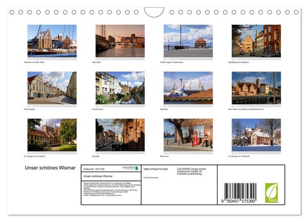 Produktbild: Unser sch&ouml;nes Wismar (Wandkalender 2026 DIN A4 quer), CALVENDO Monatskalender