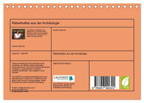 Produktbild: R&auml;tselhaftes aus der Arch&auml;ologie (Tischkalender 2026 DIN A5 quer), CALVENDO Monatskalender