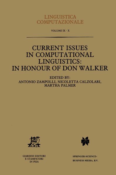 Produktbild: Current Issues in Computational Linguistics: In Honour of Don Walker