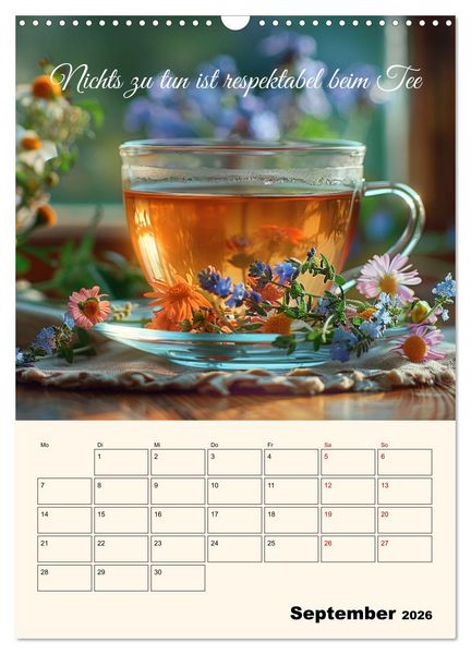 Produktbild: Du, mein geliebter Tee (Wandkalender 2026 DIN A3 hoch), CALVENDO Monatskalender