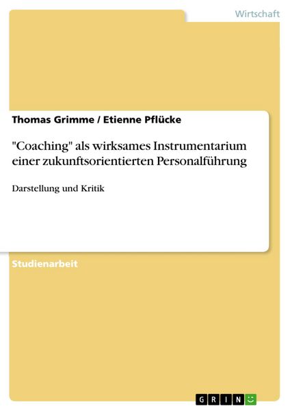 Produktbild: "Coaching" als wirksames Instrumentarium einer zukunftsorientierten Personalf&uuml;hrung