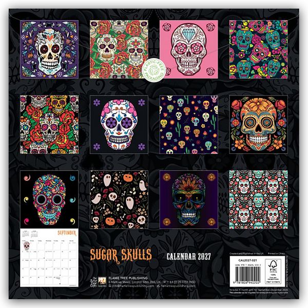 Produktbild: Sugar Skulls &ndash; Totenk&ouml;pfe aus Zucker 2027 &ndash; Original Flame Tree Publishing-Kalender [Kalender]