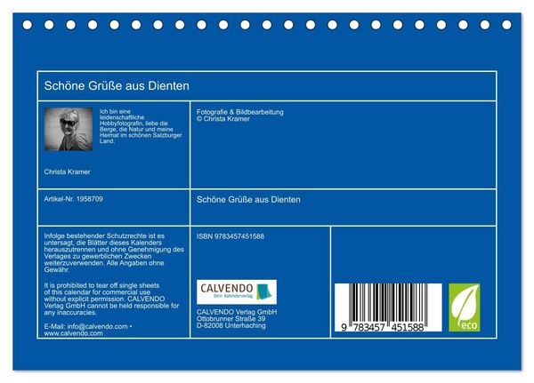Produktbild: Sch&ouml;ne Gr&uuml;&szlig;e aus Dienten (Tischkalender 2026 DIN A5 quer), CALVENDO Monatskalender
