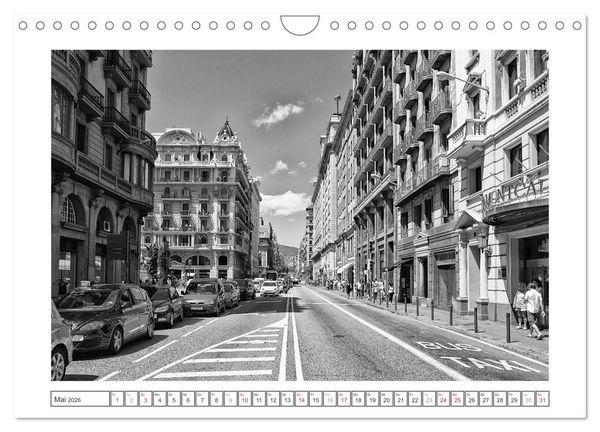 Produktbild: Barcelona Photografien in Schwarz / Wei&szlig; (Wandkalender 2026 DIN A4 quer), CALVENDO Monatskalender