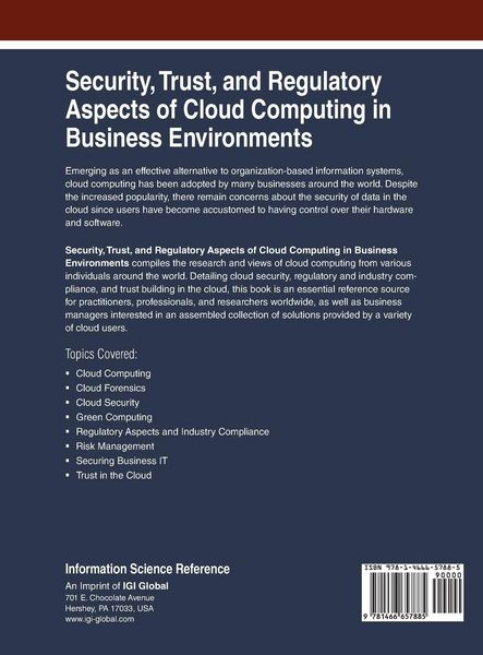Produktbild: Security, Trust, and Regulatory Aspects of Cloud Computing in Business Environments