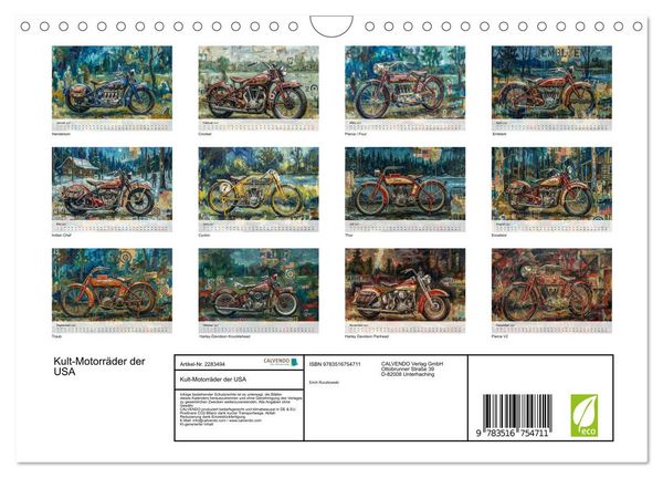Produktbild: Kult-Motorr&auml;der der USA (Wandkalender 2027 DIN A4 quer), CALVENDO Monatskalender