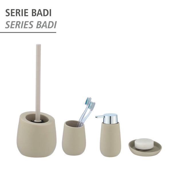 Produktbild: WC-Garnitur Mod. Badi Beige Keramik, mit Silikon-B&uuml;rstenkopf