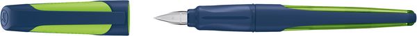 Produktbild: STABILO Schulf&uuml;ller mit Standard-Feder M -   EASYbuddy Twilight Sky in stahlblau/limette - Schreibfarbe blau (l&ouml;schbar) - Einzelstift - inkl. Patrone