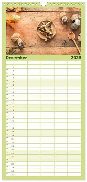 Produktbild: Familienplaner 2026 - K&ouml;stliche Waldpilze mit 5 Spalten (Wandkalender, 21 x 45 cm) CALVENDO