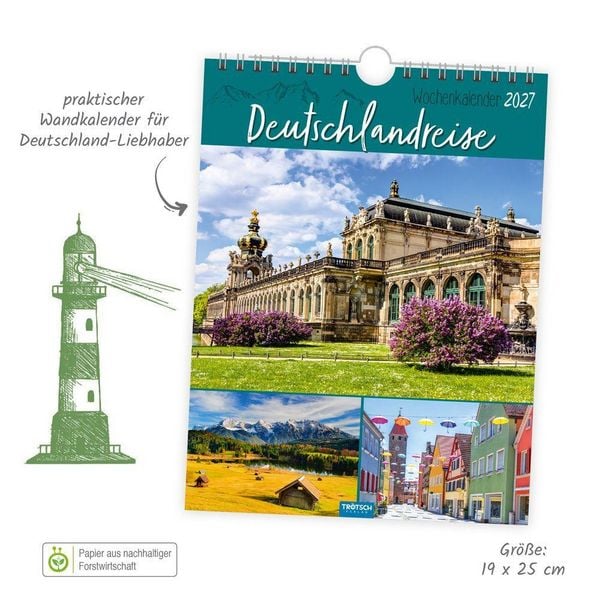 Produktbild: TR&Ouml;TSCH - Wochenkalender zum H&auml;ngen Deutschlandreise 2027