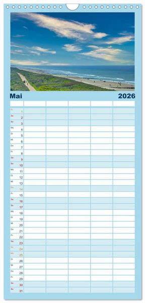 Produktbild: Familienplaner 2026 - Zeeland - Wasser, Sand und Meer mit 5 Spalten (Wandkalender, 21 x 45 cm) CALVENDO