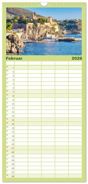 Produktbild: Familienplaner 2026 - Liparische Inseln - Vulkane im Tyrrhenischen Meer mit 5 Spalten (Wandkalender, 21 x 45 cm) CALVENDO