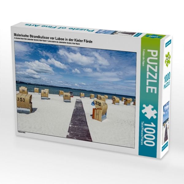 CALVENDO Puzzle Malerische Strandkulisse vor Laboe in der Kieler Förde | 1000 Teile Lege-Größe 64x48cm Foto-Puzzle für glückliche Stunden