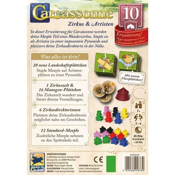Produktbild: Carcassonne - Erweiterung 10 Zirkus & Artisten (v3.1) DE