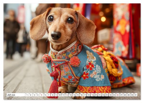 Produktbild: Dackel auf gro&szlig;er Tour - S&uuml;&szlig;e Hunde entdecken die Welt (Wandkalender 2026 DIN A4 quer), CALVENDO Monatskalender