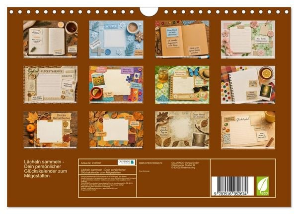 Produktbild: L&auml;cheln sammeln - Dein pers&ouml;nlicher Gl&uuml;ckskalender zum Mitgestalten (Wandkalender 2027 DIN A4 quer), CALVENDO Monatskalender