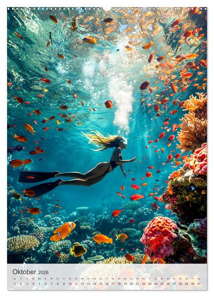 Produktbild: Diving Queens (hochwertiger Premium Wandkalender 2026 DIN A2 hoch), Kunstdruck in Hochglanz
