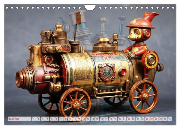 Produktbild: Mechanische Wunderwelten - Ein Jahr mit Steampunk Toys (Wandkalender 2026 DIN A4 quer), CALVENDO Monatskalender
