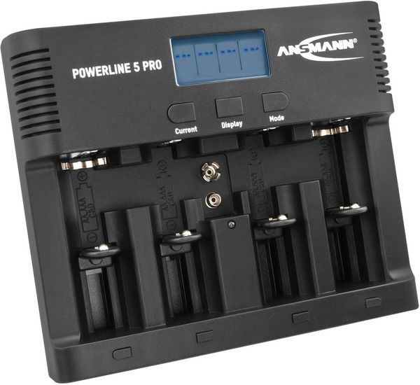 Ansmann Powerline 5 Pro Rundzellen-Ladegerät NiCd, NiMH Micro (AAA), Mignon (AA), Baby (C), Mono (D), 9 V Block