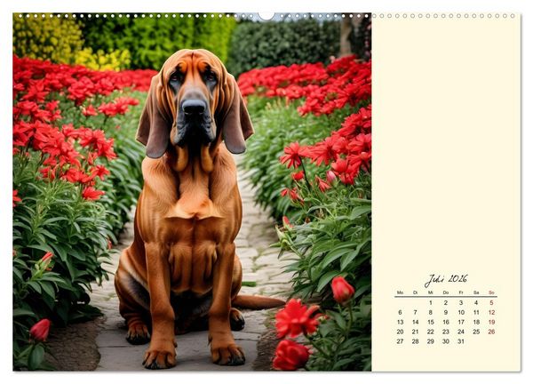 Produktbild: Bloodhound - M&auml;chtige Sp&uuml;rnase (hochwertiger Premium Wandkalender 2026 DIN A2 quer), Kunstdruck in Hochglanz