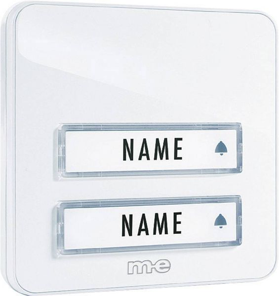 M-e modern-electronics KTA-2W Klingelplatte mit Namensschild 2fach Weiß 12 V/1A
