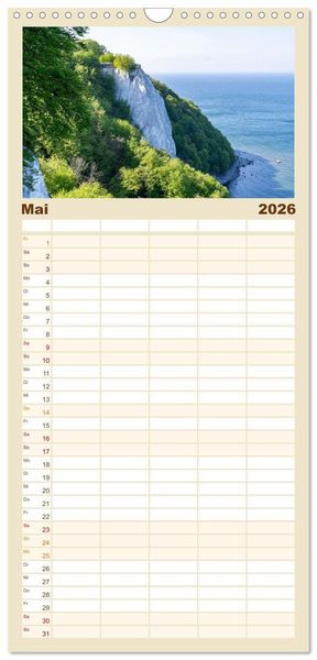 Produktbild: Familienplaner 2026 - Urlaubsparadies Insel R&uuml;gen mit 5 Spalten (Wandkalender, 21 x 45 cm) CALVENDO