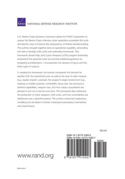 Produktbild: Cost Estimating Framework for U.S. Marine Corps Joint Cyber Weapons