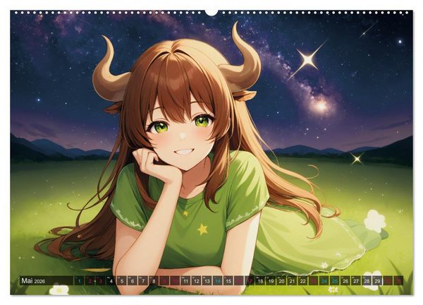 Produktbild: Manga Kalender Sternzeichen (Wandkalender 2026 DIN A2 quer), CALVENDO Monatskalender
