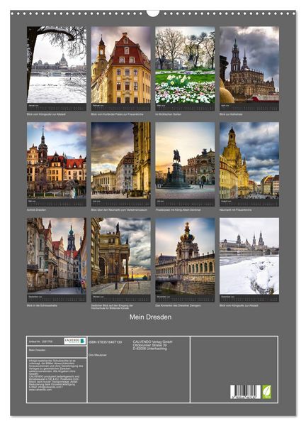 Produktbild: Mein Dresden (Wandkalender 2026 DIN A2 hoch), CALVENDO Monatskalender