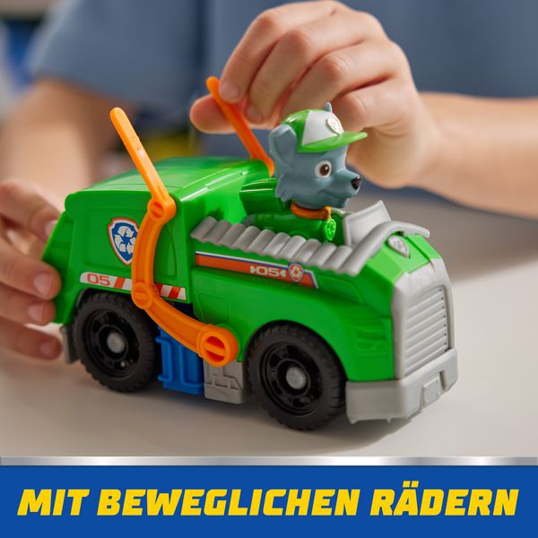 Produktbild: PAW Patrol Rocky-Figur mit Recycling-Truck, stabiles Basis-Fahrzeug (2025), authentisches Spielzeug zur Serie f&uuml;r Kinder ab 3 Jahren