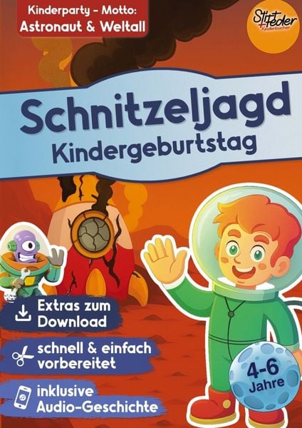 Produktbild: Schnitzeljagd Kindergeburtstag mit Audio-Geschichte "Astronaut Anton und der Au&szlig;erirdische" f&uuml;r Kinder von 4-6 Jahren
