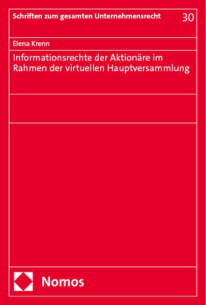 Produktbild: Informationsrechte der Aktion&auml;re im Rahmen der virtuellen Hauptversammlung