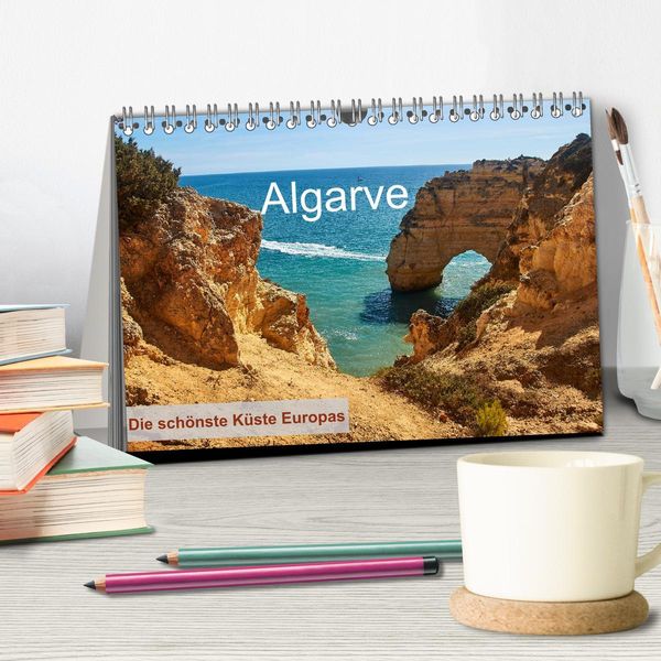 Produktbild: Algarve - Die sch&ouml;nste K&uuml;ste Europas (Tischkalender 2026 DIN A5 quer), CALVENDO Monatskalender