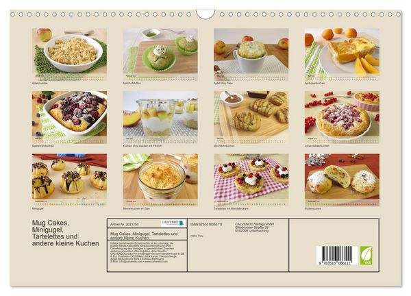 Produktbild: Mug Cakes, Minigugel, Tartelettes und andere kleine Kuchen (Wandkalender 2026 DIN A3 quer), CALVENDO Monatskalender