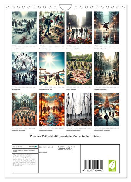 Produktbild: Zombies Zeitgeist - KI generierte Momente der Untoten (Wandkalender 2026 DIN A4 hoch), CALVENDO Monatskalender
