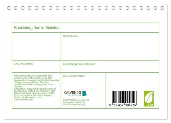 Produktbild: Kreislehrgarten in Steinfurt (Tischkalender 2026 DIN A5 quer), CALVENDO Monatskalender
