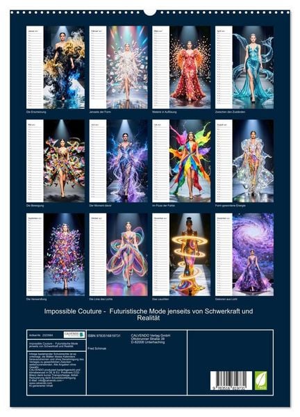 Produktbild: Impossible Couture - Futuristische Mode jenseits von Schwerkraft und Realit&auml;t (hochwertiger Premium Wandkalender 2027 DIN A2 hoch), Kunstdruck in Hochglanz