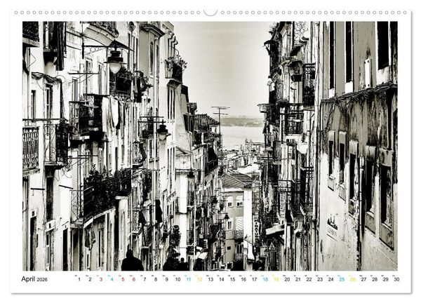 Produktbild: Lissabon One Day (hochwertiger Premium Wandkalender 2026 DIN A2 quer), Kunstdruck in Hochglanz
