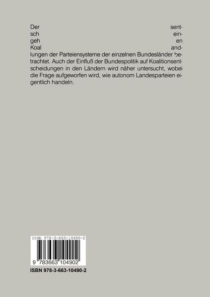 Produktbild: Koalitionsbildung in den deutschen Bundesl&auml;ndern