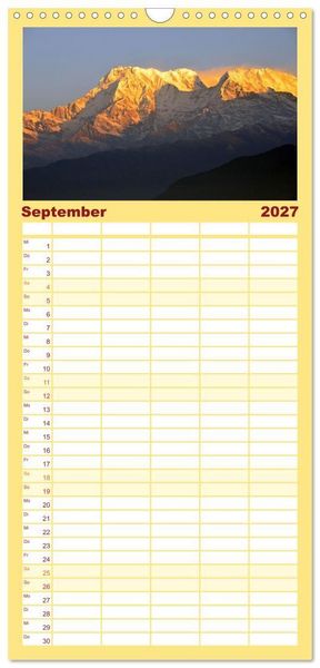 Produktbild: Familienplaner 2027 - Einzigartiges NEPAL mit 5 Spalten (Wandkalender, 21 x 45 cm) CALVENDO