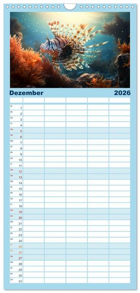 Produktbild: Familienplaner 2026 - Fischfantasie mit 5 Spalten (Wandkalender, 21 x 45 cm) CALVENDO