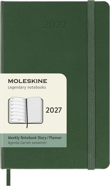 Produktbild: Moleskine 12 Monate Wochen Notizkalender 2027, Pocket/A6, 1 Wo = 1 Seite, rechts linierte Seite, Fester Einband, Myrtengr&uuml;n