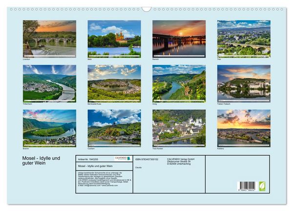 Produktbild: Mosel - Idylle und guter Wein (Wandkalender 2026 DIN A2 quer), CALVENDO Monatskalender