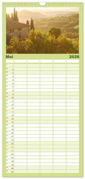 Produktbild: Familienplaner 2026 - Mediterraner Seelenfrieden mit 5 Spalten (Wandkalender, 21 x 45 cm) CALVENDO