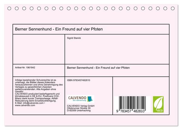 Produktbild: Berner Sennenhund - Ein Freund auf vier Pfoten (Tischkalender 2026 DIN A5 quer), CALVENDO Monatskalender