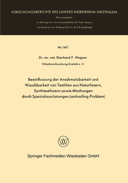Produktbild: Beeinflussung der Anschmutzbarkeit und Waschbarkeit von Textilien aus Naturfasern, Synthesefasern sowie Mischungen durch Spezialausr&uuml;stungen (antisoiling-Problem)