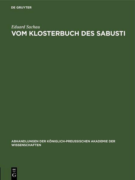 Produktbild: Vom Klosterbuch des Sabusti