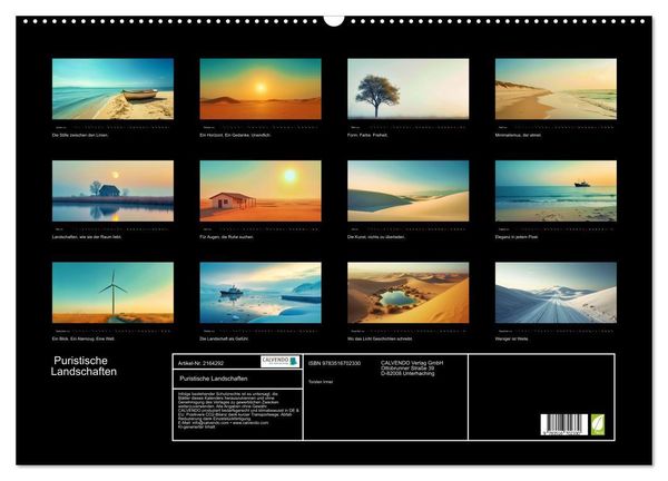 Produktbild: Puristische Landschaften (Wandkalender 2026 DIN A2 quer), CALVENDO Monatskalender