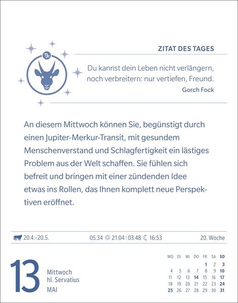 Produktbild: Steinbock Sternzeichenkalender 2026 - Tagesabrei&szlig;kalender - Ihr Horoskop f&uuml;r jeden Tag
