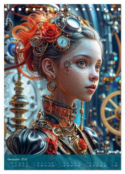 Produktbild: Fantasie-K&ouml;niginnen des Steampunk - Digitale Kunst (Tischkalender 2026 DIN A5 hoch), CALVENDO Monatskalender